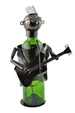 Guitar Player Wine Bottle Holder – Handmade Metal 12" Tall
