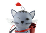 Bobble Head Cupid Cat Garden Sculptures – Metal - 20" Tall