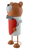 Bobble Head Bear Garden Sculptures Holding Heart - 20" Tall
