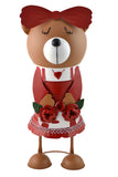 Bobble Head Bear Garden Sculptures with Flowers - 20" Tall