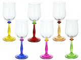 Multicolored Stem Wine Glasses - Set of 6