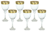 7.5" Crystal Wine Glass with Gold Greek Key Rim - Set of 6
