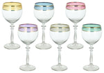 7.5" Multicolor Rimmed Wine Glasses - Set of 6