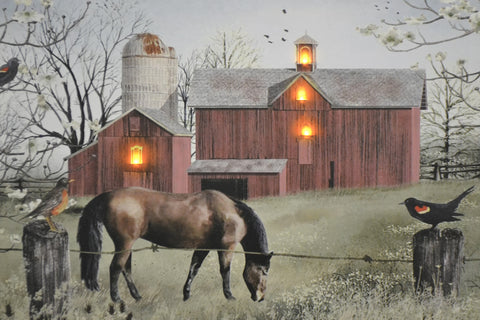 Imported Gift Depot 24x16 Horse and Barn LED Enhanced Canvas Print