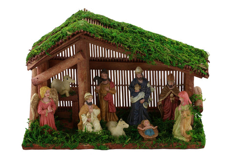 9" Wooden Nativity Scene 3 Wise Men Baby Jesus Manger
