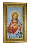 39" x 23" Inch Sacred Heart of Jesus Framed Tapestry