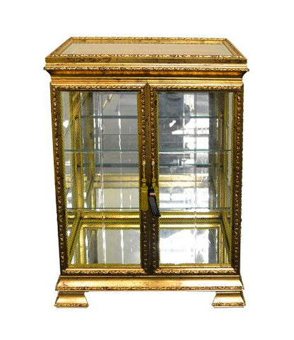 36" x 27" Gold and Glass Accent Cabinet
