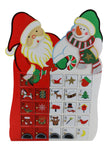 16" Inch Reusable Wooden Advent Calendar Santa and Snowman