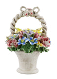 Capodimonte Flower Basket with Handle and Bow