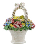 Capodimonte Flower Basket with Handle and Bow
