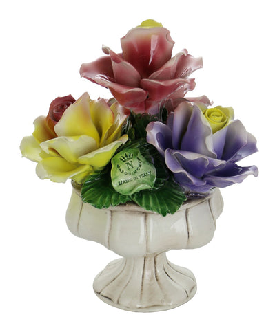 Capodimonte Flowers Four Roses on Stand
