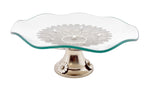 14" Inch Wavy Glass and Metal Serving Platter