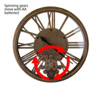 17" Inch Metal Skeleton Wall Clock with Moving Gears