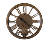 17" Inch Metal Skeleton Wall Clock with Moving Gears