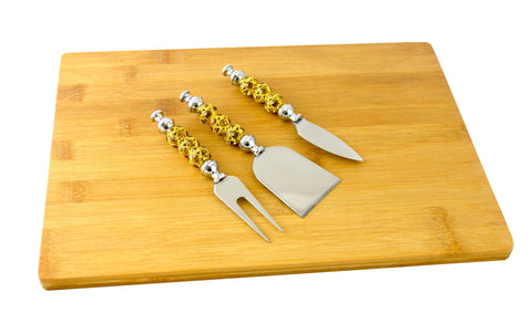 Charcuterie Cheese Board Set w/ 3pc Utensils in Amber