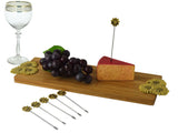 Charcuterie Cheese Board Set w/ 6 Picks Gold Sunflower Design