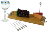 Charcuterie Cheese Board Set w/ 6 Picks Silver Anchor Design