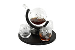 Globe Whiskey Decanter Set Home Bar Airtight Liquor Dispenser with 4 Glasses