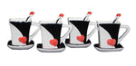4 Piece Square Mug Set with Ceramic Coasters and Spoons