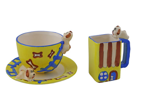 3 Piece Kids Ceramic Mug, Bowl, and Plate Set
