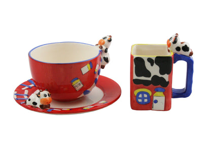 3 Piece Kids Mug and Bowl Ceramic Set