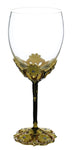 Crystal Wine Glass Pair w/ Heavy Solid Metal Stem Jewel Accents... Queen Sh!t
