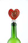 5" Inch Glass Bottle Stopper Featuring Red & Gold Swirl Heart