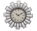 23" Inch Silver and Mirror Sunburst Wall Clock
