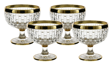 4 Piece Set Of Desert Cups Glass with Gold Rims