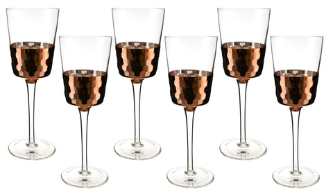 9" Inch Copper Fish Scale Wine 6pc Glass Set