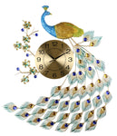 24" Colorful Metal Peacock Wall Clock