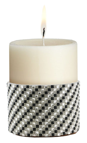 Checkered Stripe Crystal Candle Holder / Bottle Holder