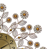 27" Metal Gold Flower Wall Clock