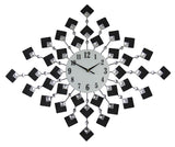 31" Black Metal Pyramid Wall Clock w/ Crystal Accents