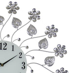 27" Round Metal Flower & Leaf Silver Wall Clock