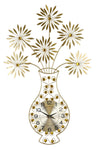 37" Gold Flowers in Vase Metal Wall Clock