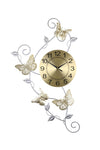 30" White & Gold Metal Butterfly Wall Clock