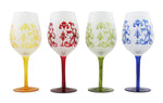 4pc Set of 8.5" Inch Multicolor 10oz Wine Glasses