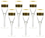 6pc Champagne Flute Set 10" Inch Gold Rimmed Flutes