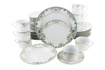 40 Piece Ceramic Teal and Gold Dinnerware Set Service for 8