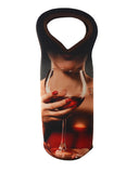 Black & Red Neoprene Bottle Holder Tote Bag
