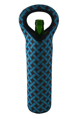 Blue & Black Woven Neoprene Bottle Holder Tote