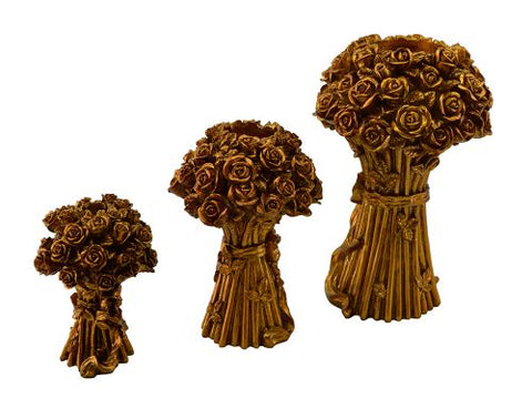 3 Piece Floral Bouquet Brown Candle Holders
