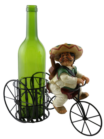 Mexican Guitar Player on Bicycle Wine Bottle Holder