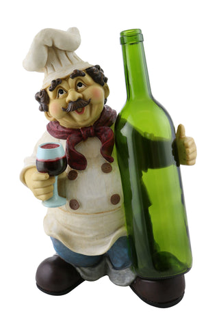 13" Polyresin Chef Wine Bottle Holder