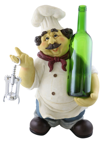 18" Inch Polyresin Chef Wine Bottle Holder Bottle Display