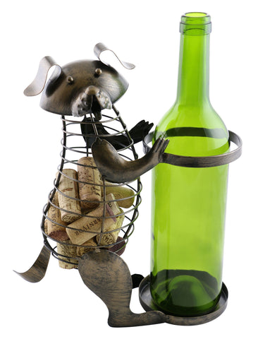 Metal Dog Wine Bottle and Cork Holder