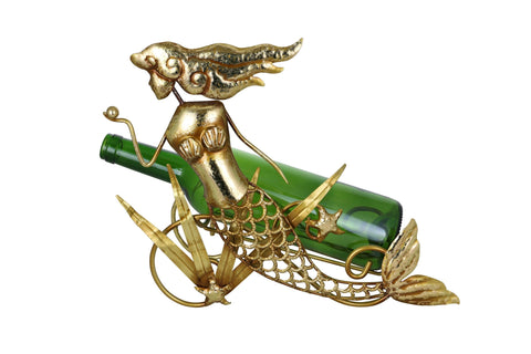 Golden Mermaid Metal Wine Bottle Holder