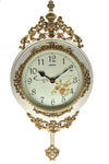 24" Inch White and Gold Polyresin Pendulum Wall Clock