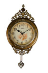 29" Inch Gold and Silver Wall Clock with Swinging Pendulum